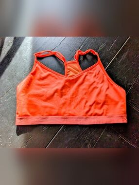 Danskin Now Dri More Orange Sports Mesh Racer Back Sports Bra XL Athletic Runner